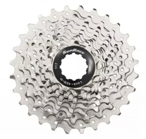 Касета інд. 10-k 11-28T SUN RACE RS алюмінієвий павук, Metallic Silver