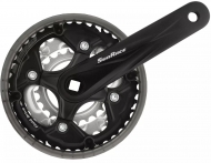 Шатун SUN RACE FCM500 24/34/42T CG (захист ланцюга), під квадрат, L170мм, чорно-сріблястий